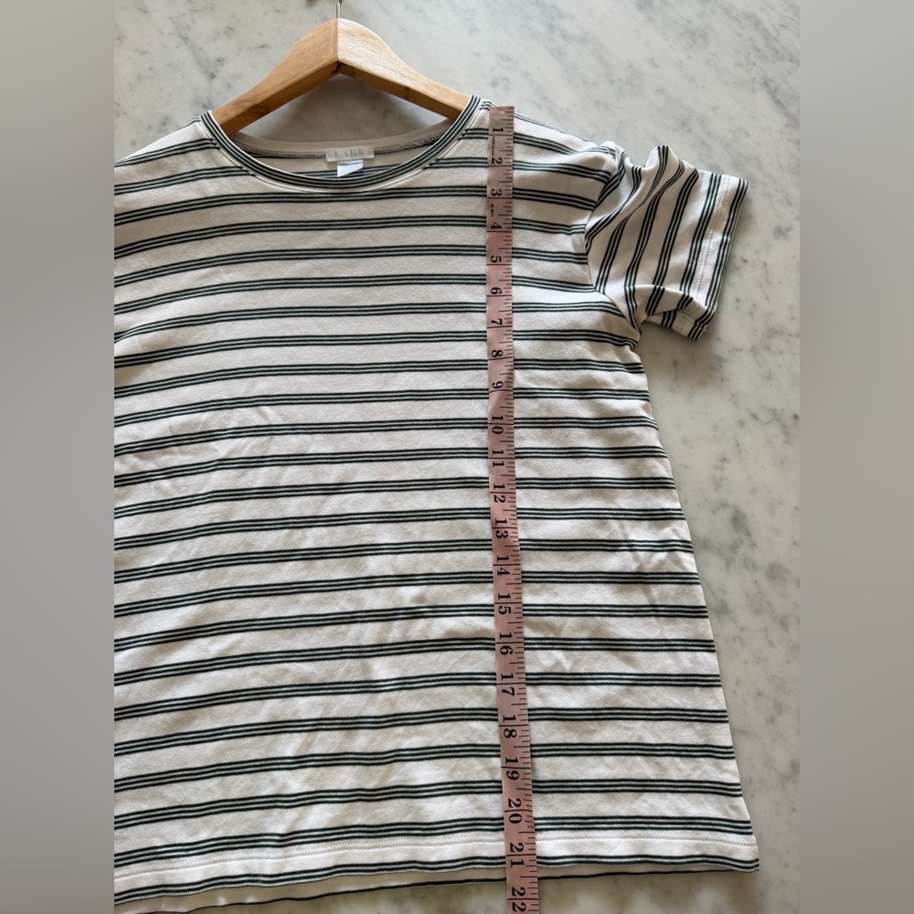 LAKE Green White Stripe Pima Cotton Tee Shirt - Picture 4 of 5